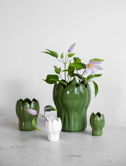 Hovedbilde KROKUS VASE, GRØNN  stor 19,5 cm 